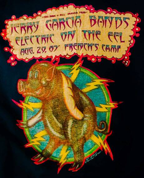 Jerry Garcia Bands and Hog Farm Eel River gigs shirt 1987