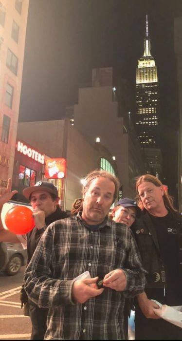 Tour Heads 2019. Ferd, Duby, Joelle and Nordy with Empire State Building. 